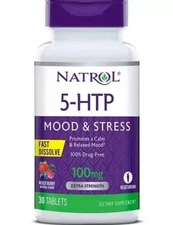 Sealed New Natrol 5-Htp Fast Dissolve Mixed Berry 100 mg 30 tablets BB:2025💊