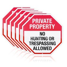 12" Rustproof Aluminum No Hunting or Trespassing Signs - 6 Pack