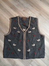 Vintage Woolrich Embroidered Sheep/Flower Zip Up Women's Gray Wool Vest Medium