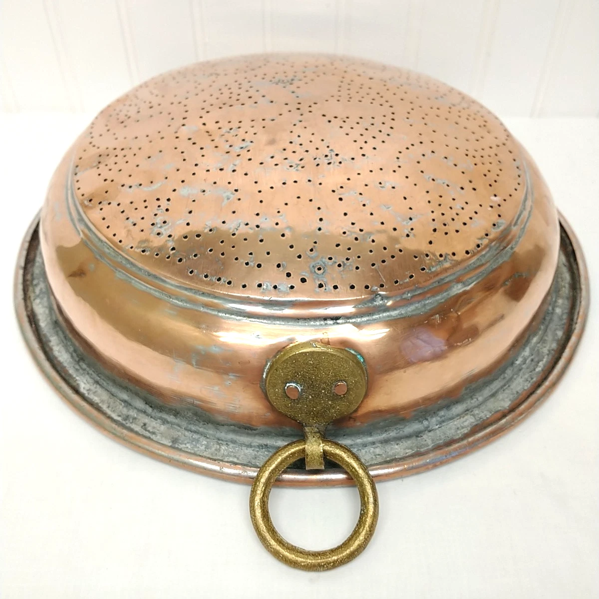 Vintage 13" Copper Strainer Sieve Kitchen Colander Rustic European Hand Hammered
