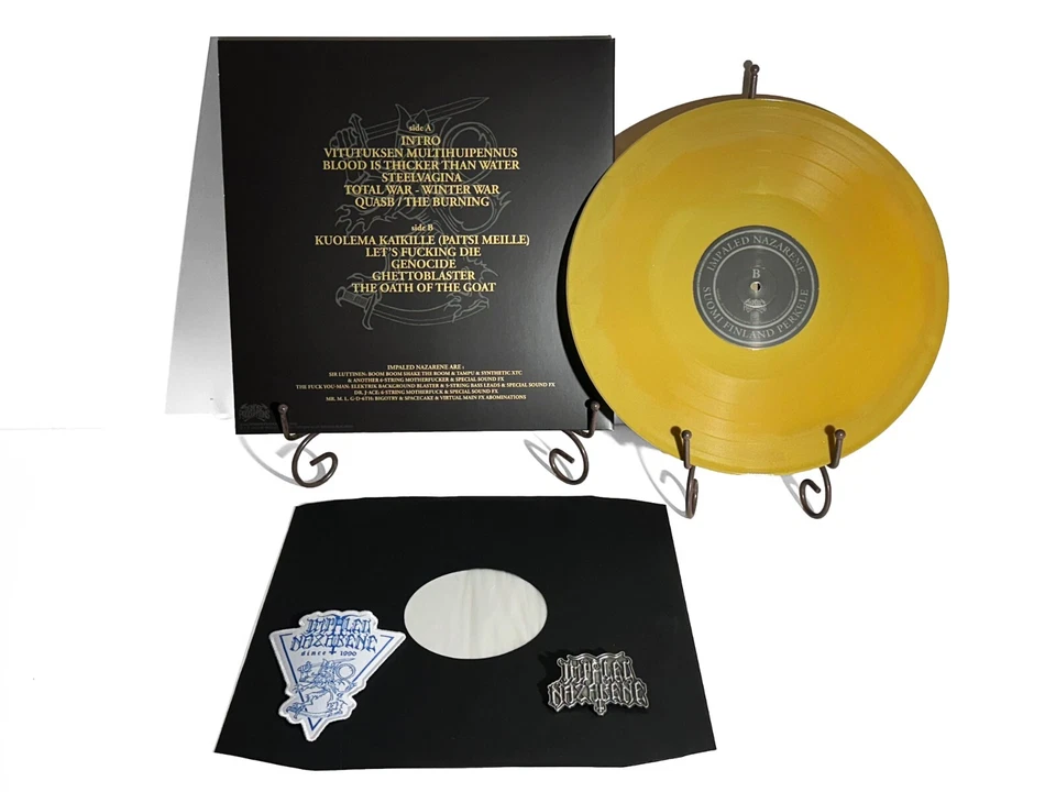 IMPALED NAZARENE Suomi Finland Perkele Gatefold LP Swirl Vinyl Patch Diecast Pin - Image 2 of 4