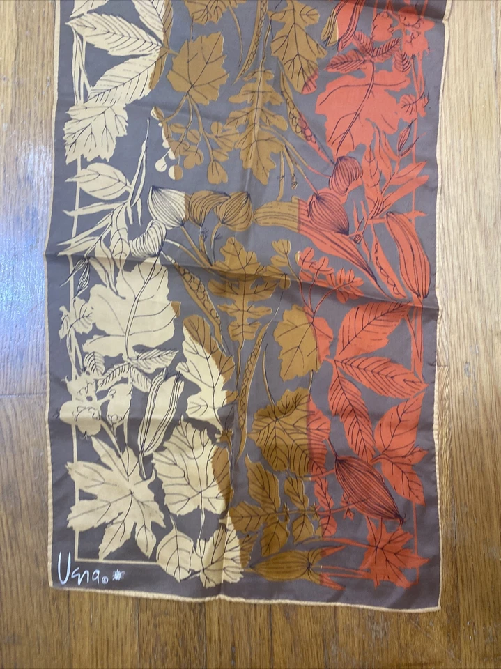 Vintage Vera Bufanda Hoja Naranja Marrón Otoño Otoño Corbata Cuello 14" x 43" Hojas Foto 4 de 4