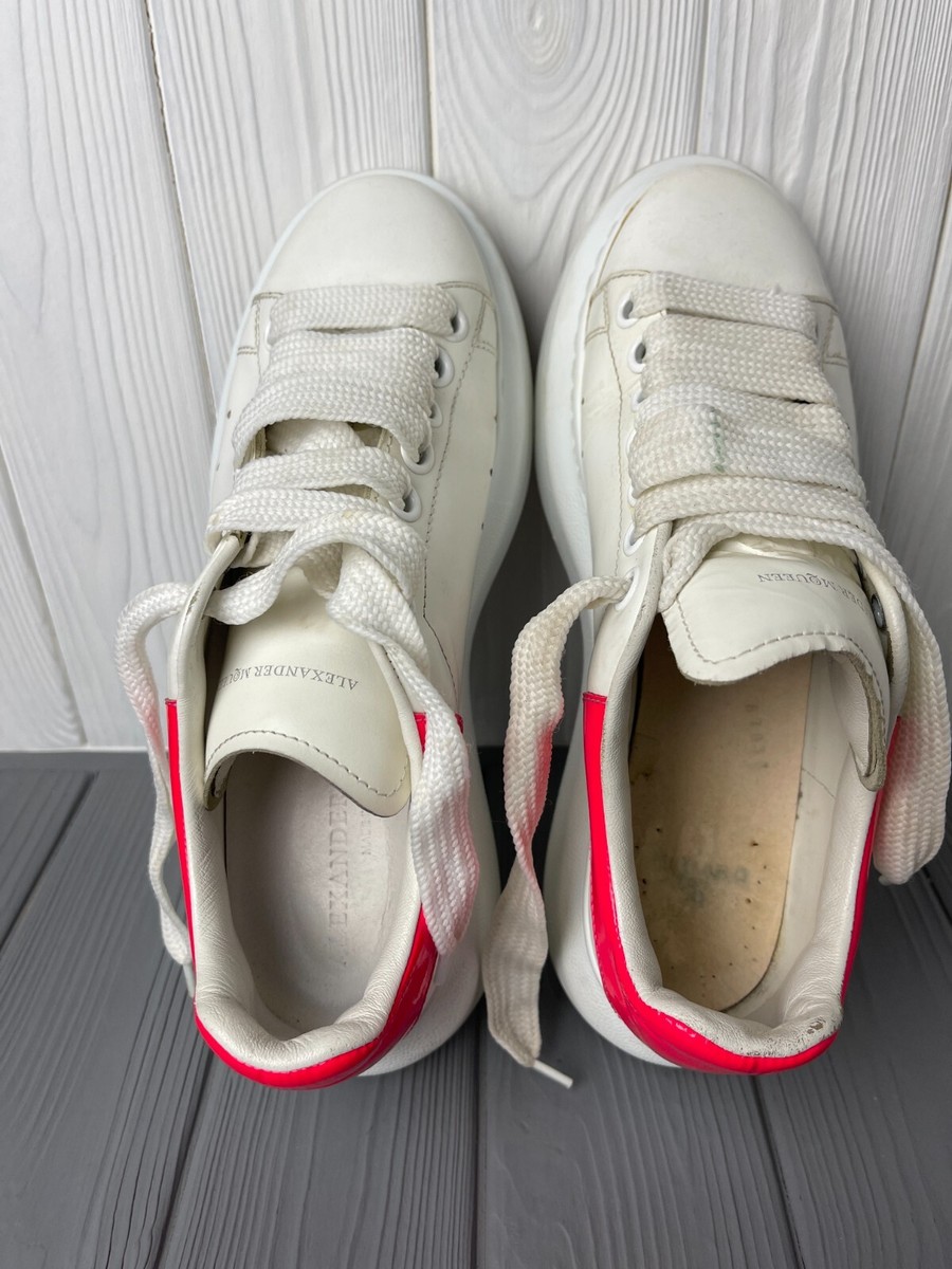 (アレキサンダーマックイーン)OVERSOLE White 462214 WHGP7 9048 Alexander McQueen Womens White Leather Sneakers 462214 Pink