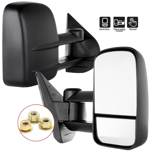 Manual Tow Telescoping Mirrors For 07-14 Suburban Silverado Avalanche Tahoe Pair - Picture 3 of 13