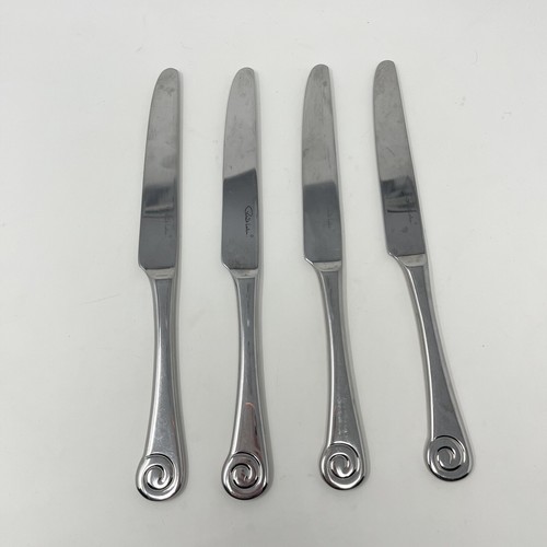 Robert Welch Ammonite Dinner Butter Knife set of 4 Swirl Round Handle