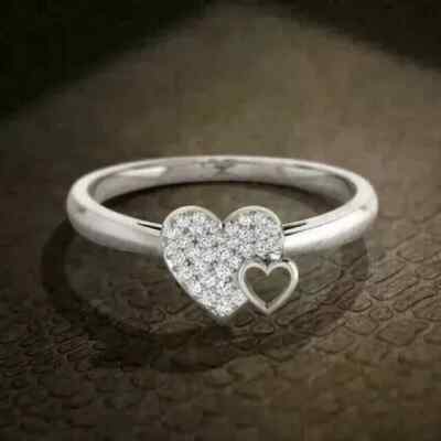 2C Round Lab Created Diamond Womens Valentine Special Ring 14K White Gold Plated