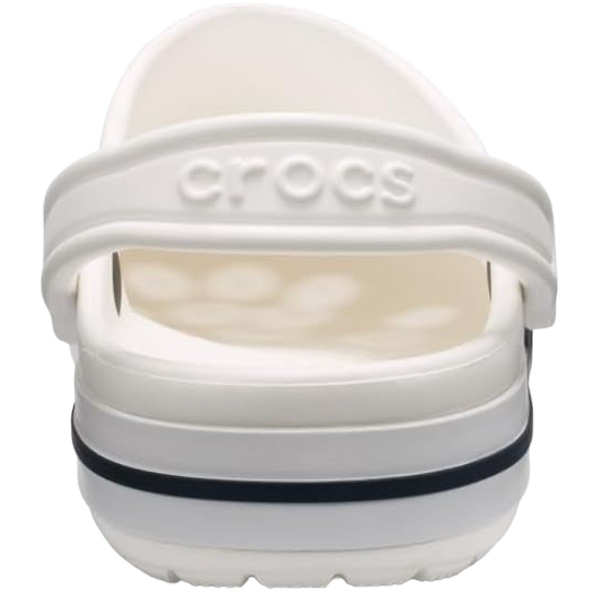 Crocs Adult Bayaband Clog Slip On Sandals White/Navy Men display picture 2