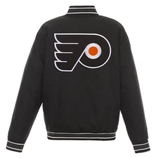 NHL Philadelphia Flyers Poly Twill Jacket Embroidered Patches Logo JH Design 
