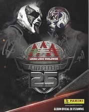 Álbum de pegatinas de tarjetas AAA Panini Firmado 2017 Dr Wagner Jr & Psycho Clown Certificado de autenticidad