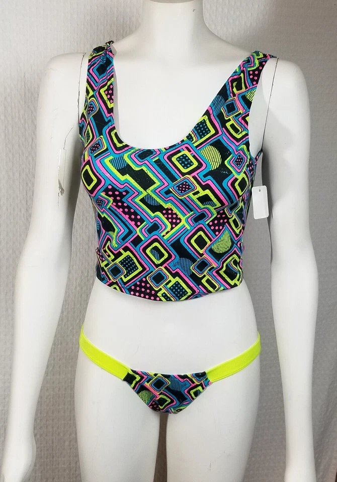 Coquetry Clothing Junior/ Petite 3 Piece Neon Holographic Spandex Swim Wear S/M - Image 4 of 4