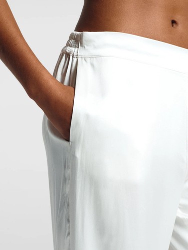 Asceno 100% Silk London Pyjama Bottom White Ribbon Size XS RRP £240 - Picture 4 of 4