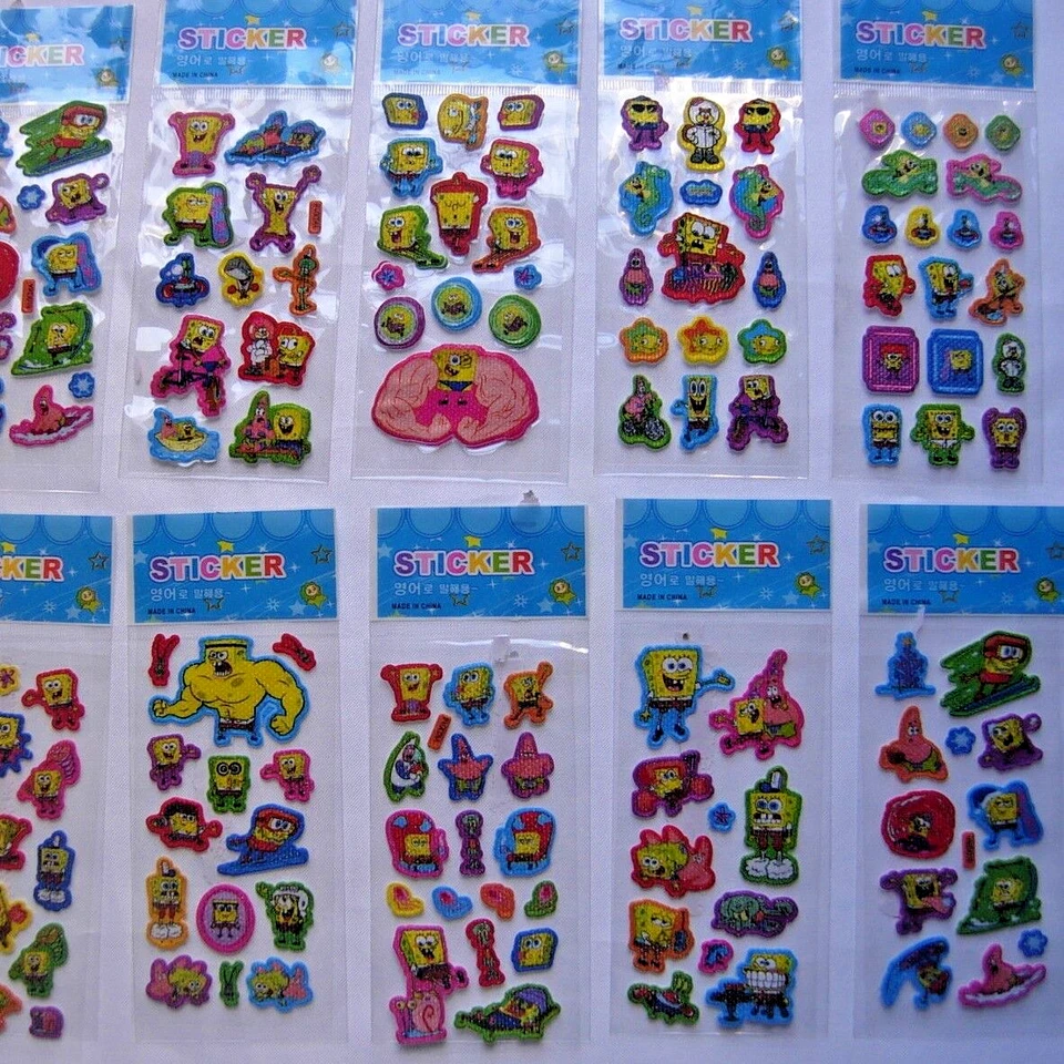 10 Stickers Puffy 3D Scrapbooking Children Fitter Loot Bags Crafts Sponge Bob R