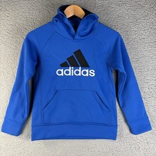Adidas Youth Pullover Hoodie Long Sleeve Blue Size Small 8 Big Logo Embroidered