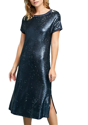 blue sparkly t shirt dress Sequin Baseball Jersey T-Shirt Dress main image 1