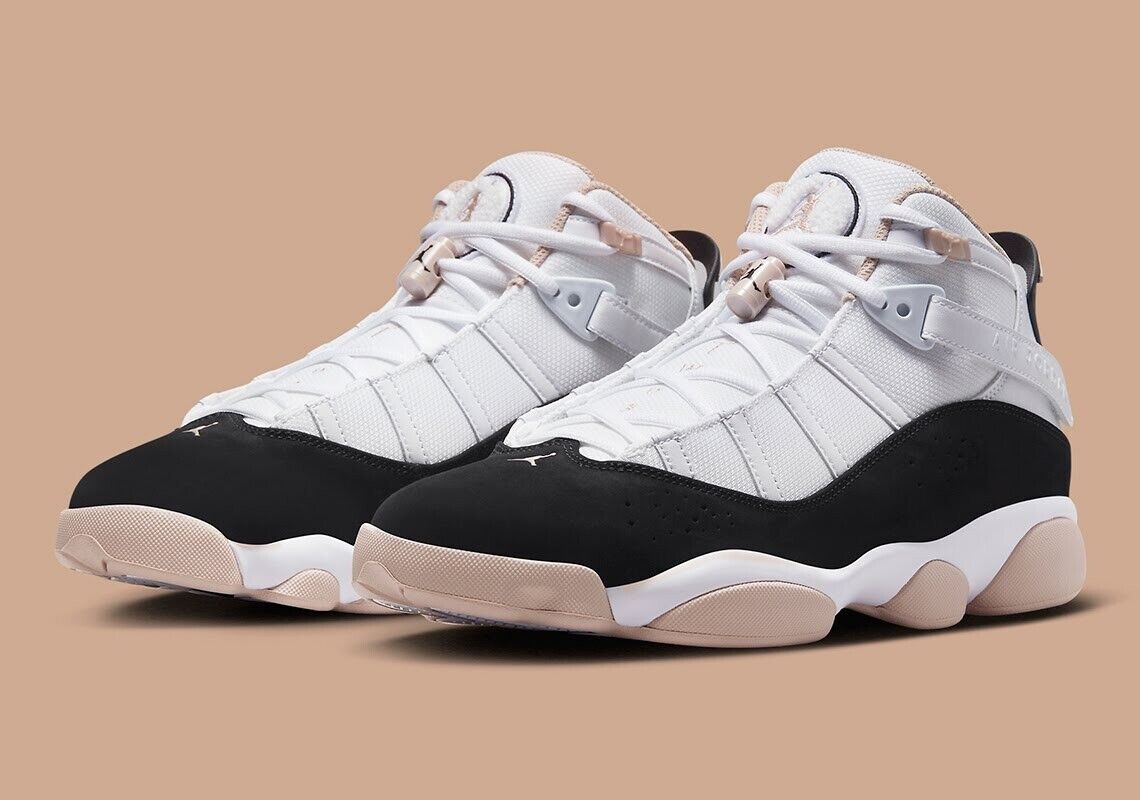 Men's Size 9.5 Nike Air Jordan 6 Rings White Black Fossil Men's Size 9.5 Nike Air Jordan 6 Rings White Black Fossil