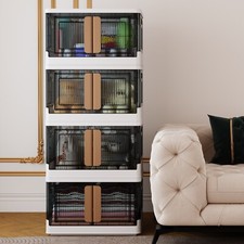 Storage Bins with Lids- Plastic Storage Container Folding Storage Box 136 Qt