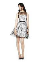 ELIZA J EMBROIDERED MESH OVERLAY FIT & FLARE DRESS sz 4