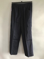 BNWT Mens Sz Small Navy Blue Elastic Waist Cargo Side Pocket Pants Trousers