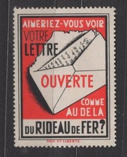 FR0009 Vignettes Erinnophiles Cinderellas- Censure lettre ouverte
