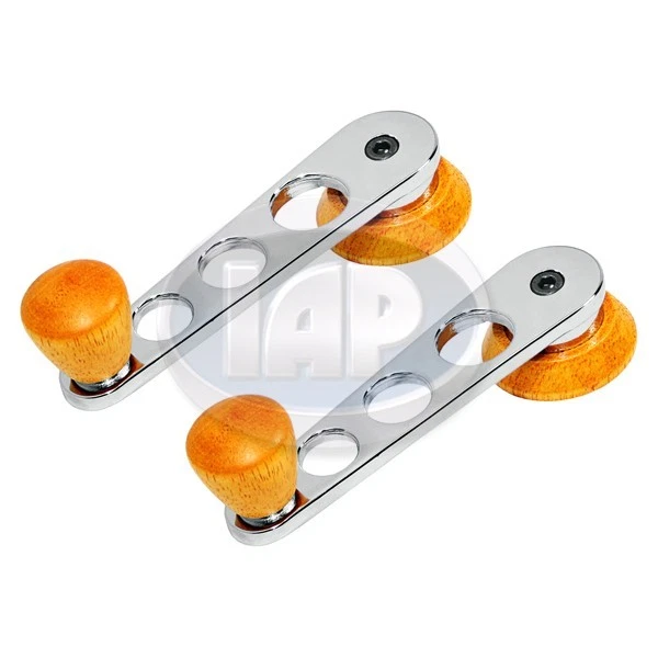 JUEGO DE 2 BIELAS DE VENTANA CROMADAS Y MADERA VOLKSWAGEN T1 BUG SUPER BEETLE 1968-1979 Foto 2 de 2