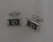 Cuff Link Made in USA Silver Tone Black Design