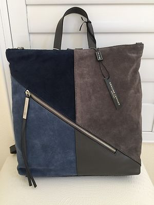 Innue Backpack Innue of Italy Italian Suede & Leather Combo Backpack Blue  main image 4