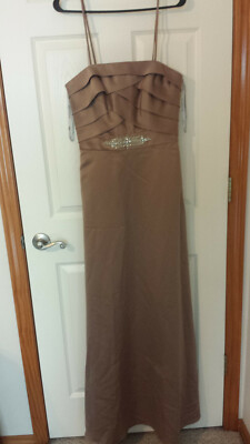 JORDAN FASHIONS NWT ADJUSTABLE STRAP/STRAPLESS DRESS/BRIDESMAID SZ 6  SUEDE/BEIGE | eBay