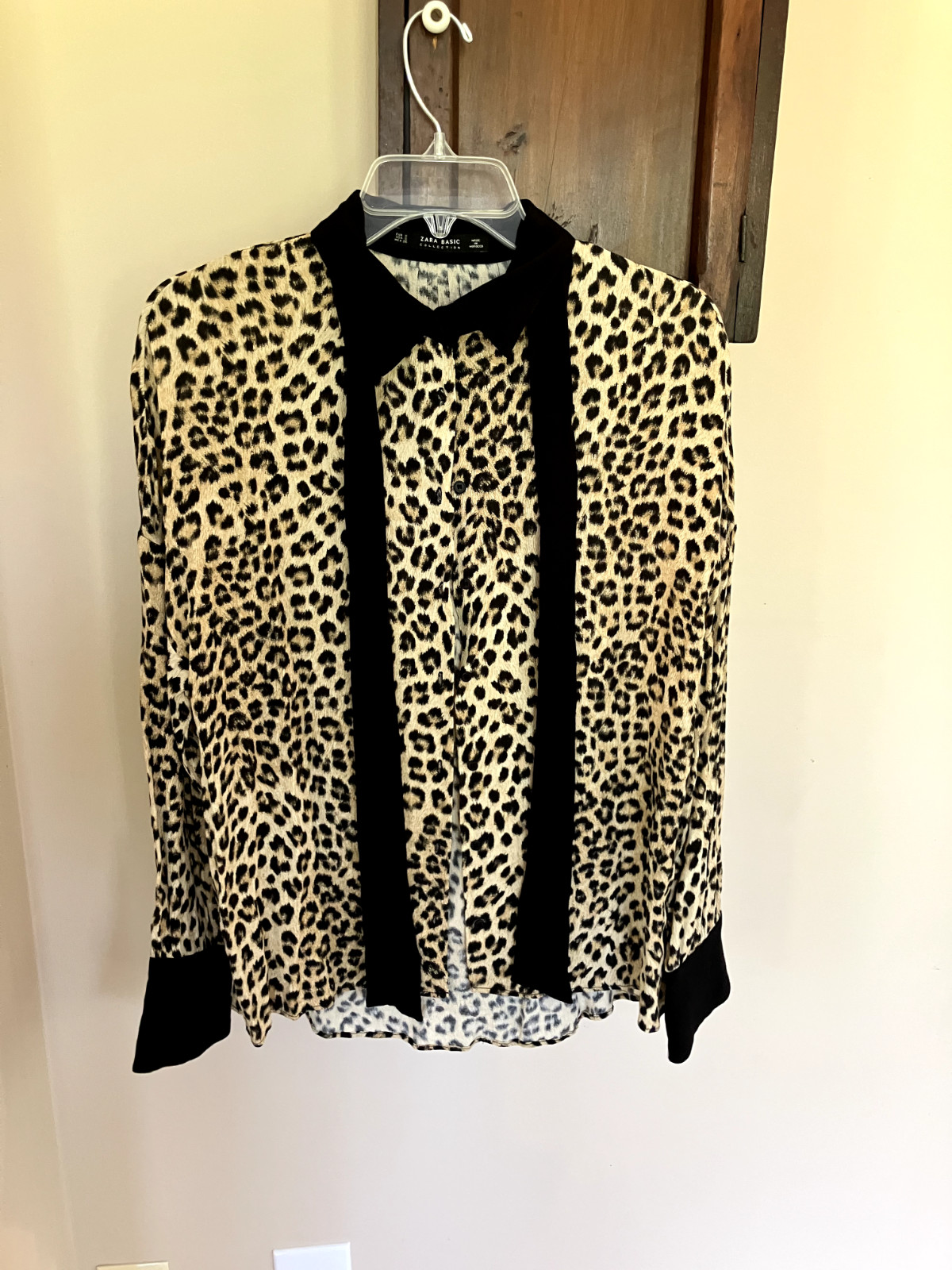 Zara Basic Collection Leopard print tie blouse si… - image 1
