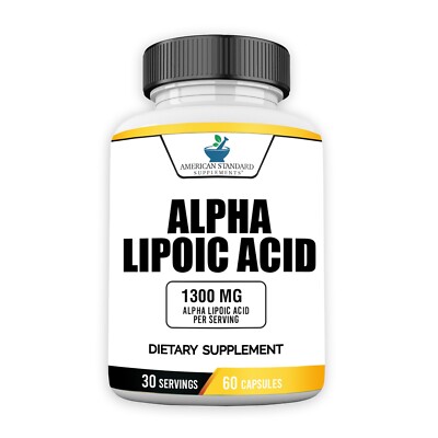 Alpha Lipoic Acid 1300mg Per Serving - Vegan, Gluten Free, Non-GMO, 60 Capsules