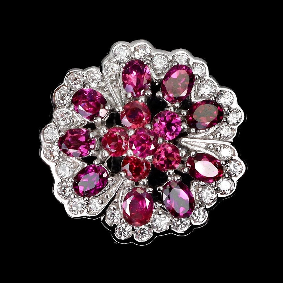 Anillo de Plata Rosa Rodolita Genuinas Gemas Naturales Sólidas Talla P 1/2 EE. UU. 8 Foto 4 de 4