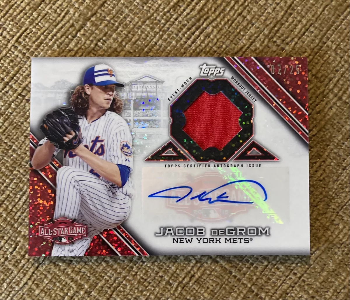 2015 Topps Jacob DeGrom All Star Stitches Jersey Chrome Sparkle Auto /25  Rangers