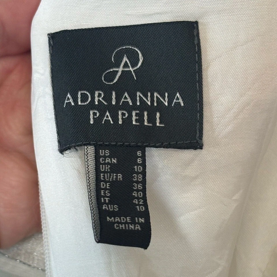 ADRIANNA PAPELL Blanco Vestido Midi Novia Ducha Largo Formal Baile de graduación Vestido Sin Mangas Foto 4 de 4