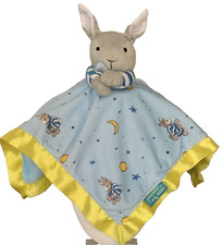 GOODNIGHT MOON Lovey Baby Gray Bunny Security Blanket with Yellow Satin Border