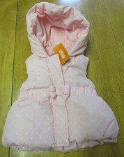NWT Gymboree Pink Hooded Fleece Lined Polka Dot Bow PUFFY VEST 12-24 mo