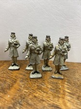 6 Vintage Antique Toy Lead Metal Lady Figures 1.5   Little Christmas Shoppers