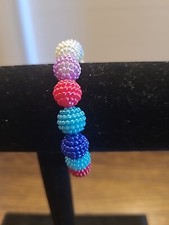 Hand Crafted Textured Round Colorful Childrens Size Twist Closure Bracelet