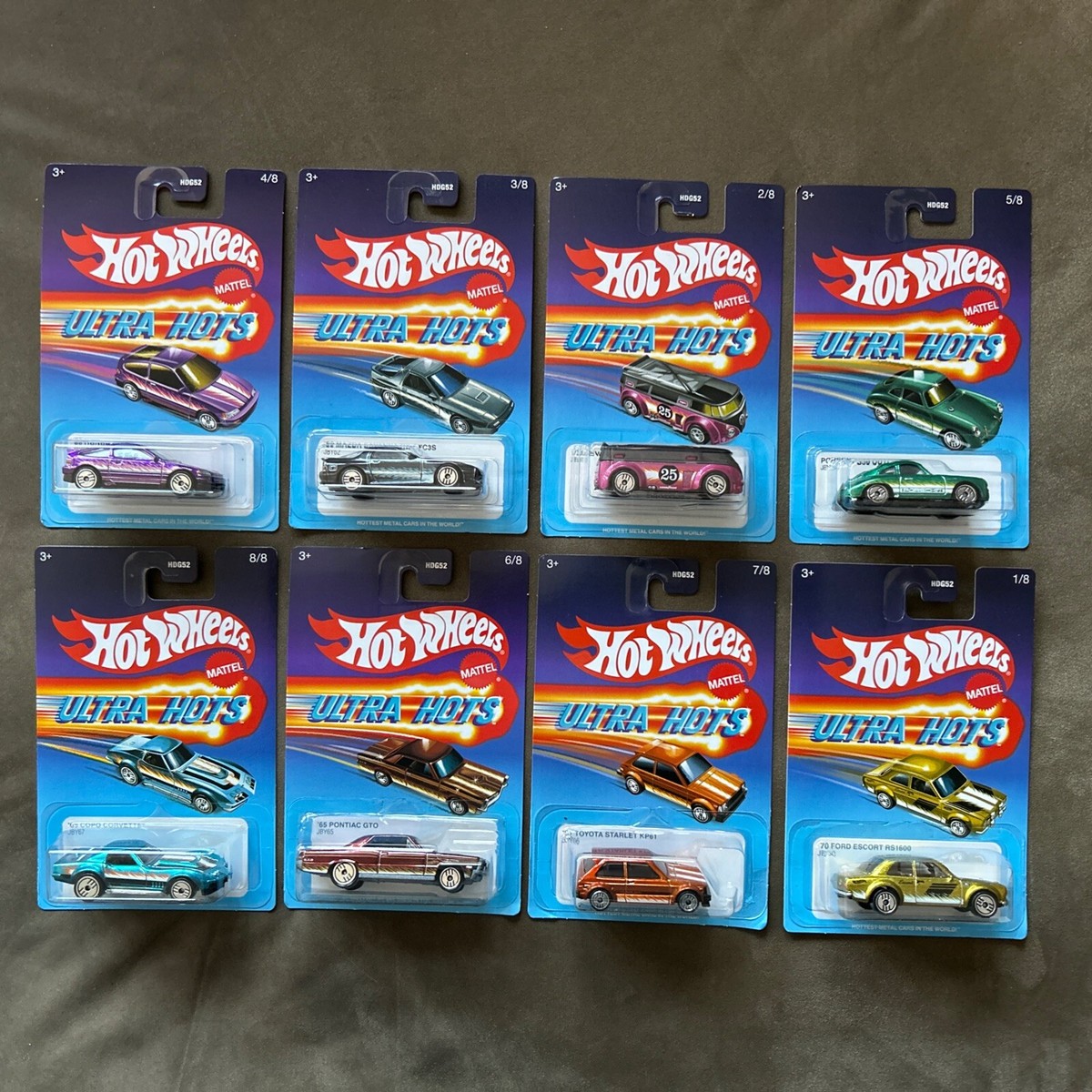 2025 Hot Wheels Ultra Hots COMPLETE SET OF 8 Honda, Porsche, Mazda