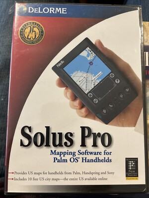DeLORME Solus Pro 3.0 Mapping CD Software For Palm OS Handheld  c 2001 excellent