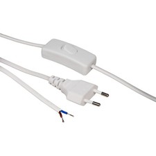 1,5m Netz Leitung +Schalter Euro Stecker Strom Kabel Lampenkabel mit losen Enden