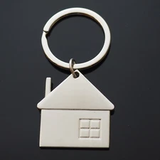 House Shape Windows Matte Silver Charm Pendant Keychain Key Chain Nice Weight!