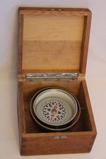 VINTAGE MARITIME NAUTICAL COMPASS * MADE IN JAPAN * IN WOOD BOX