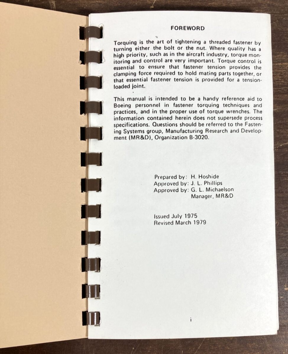 Vintage Columbia Helicopters 1979 Torquing Manual Booklet Pocket