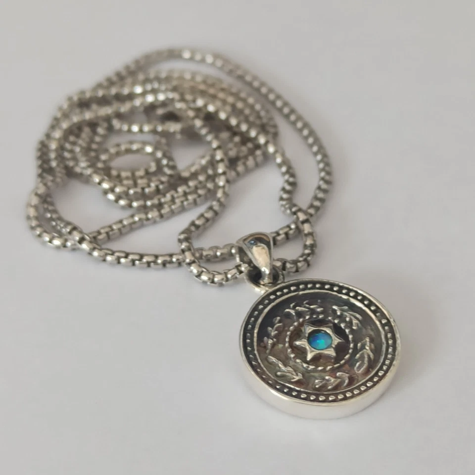 Collar Estrella de David Para Hombre Ópalo Platinado Plata 925 Alta Gama Caja de Regalo Foto 4 de 4