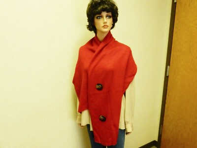 Acrylic Knitted Ladies' Shoulder Wrap/Scarf, Big Buttons, Versatile, 3 Colors