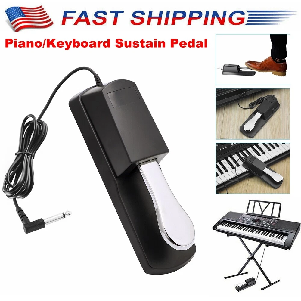 Piano Sustain Pedal,Keyboard Sustain Pedal for Digital Piano With Polarity  Switch and Anti-Slip Rubber Bottom For MIDI Keyboards, Digital Pianos,1/4