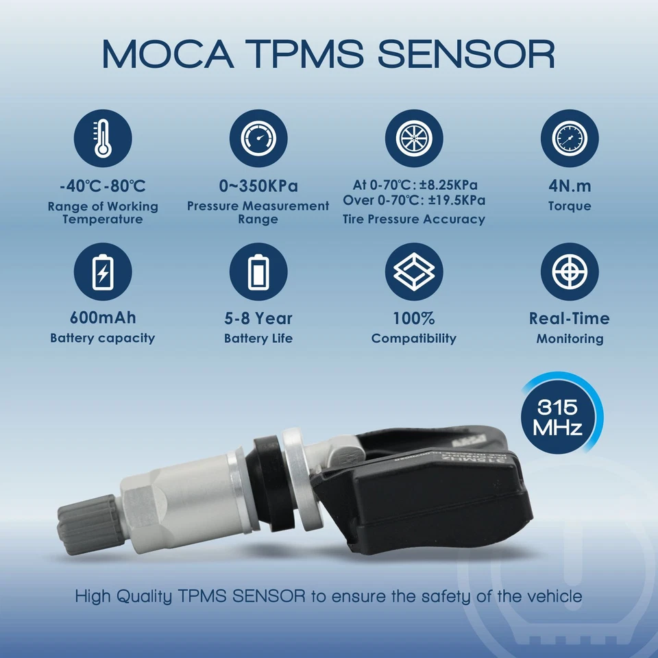 4X Sensor de presión de neumáticos Tpms 315Mhz para Audi A3 A4 Q5 S4 TT Volkswagen Eos Jetta Foto 4 de 4