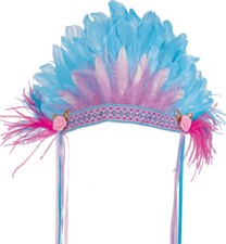 Feder-Kopfschmuck in blau mit Borte und Rosen Indianer Kopfbedeckung 126481213F