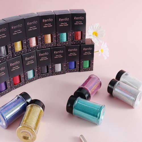 Renfio Holographic Ultra Fine Glitter Powder Metallic Resin Glitter 2,11 Oz 6... - Bild 6 von 7