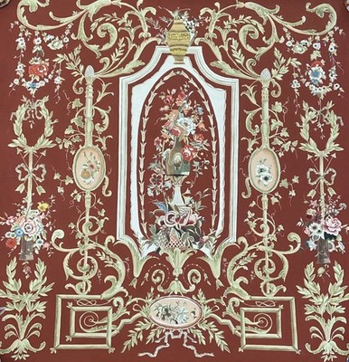 Hand Painted Watercolor Panel Red Floral French Country Chelsea House 48  By 48 