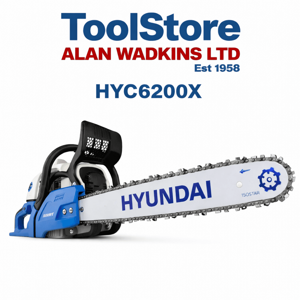 Hyundai HYC6200X Petrol Chainsaw 50cm 20"" Inch Bar Complete 2 Chains Easy Start